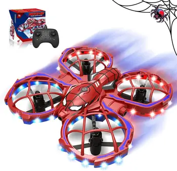 Mini Spider Drone Modalità 3 velocità Rosso, Evitamento ostacoli, Modalità senza testa, Allenamento di volo per principianti, Giocattolo regalo per bambini