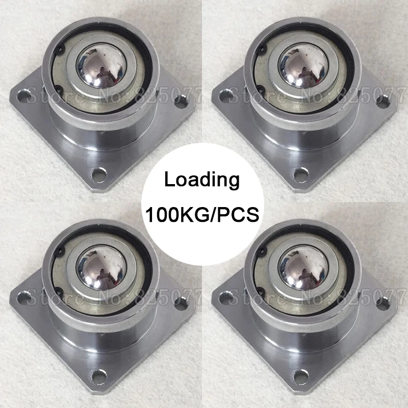 

4PCS Heavy Steel Bearing Universal Ball Transfer Unit Downward Use with Flange Base Universal Ball Wheels Casters Load 100KG/PCS