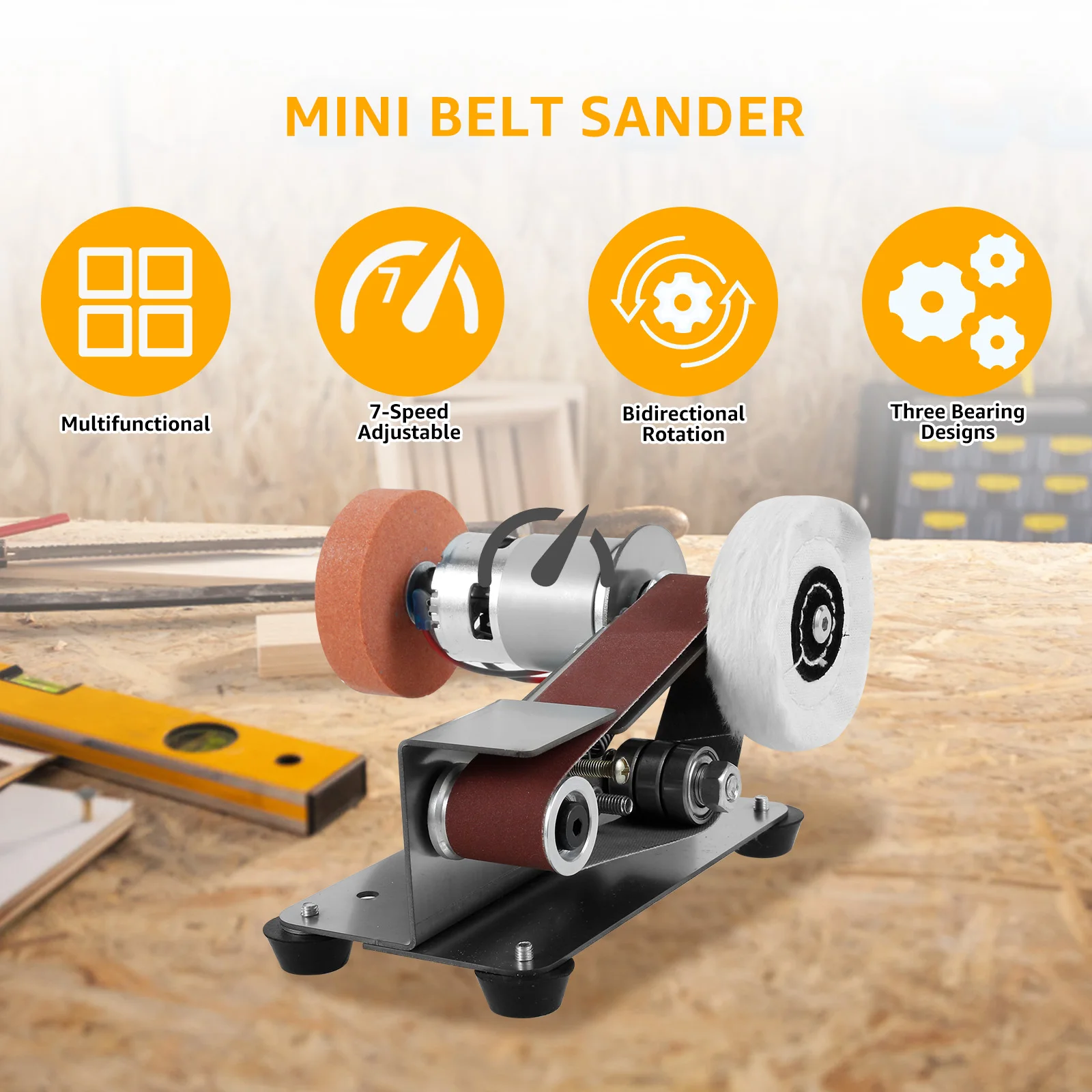 Mini Belt Grinding Machine Tool Sharpening Machine Sanding Grinding Electric Multifunctional Sander Polisher Machine Adjustable 2