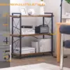 Bookshelf, 3-Tier Industrial Bookcase, Rustic Open Book Shelf, Wood and Metal Horizontal Bookshelves 2