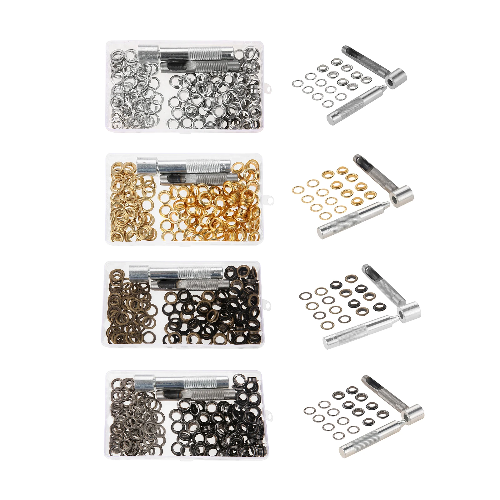 

100sets Grommet Tool Kit Eyelets Button Kit For Repairing Canvas Tarps Tents Pool Coverings Shoelaces Clothing Crafts Projects