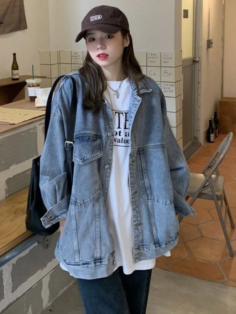 

Denim Jacket Women's Clothing Spring Autumn New Female Coats Loose Cardigan Long Sleeve Jacket Casual Top Fashion Outwear 2023