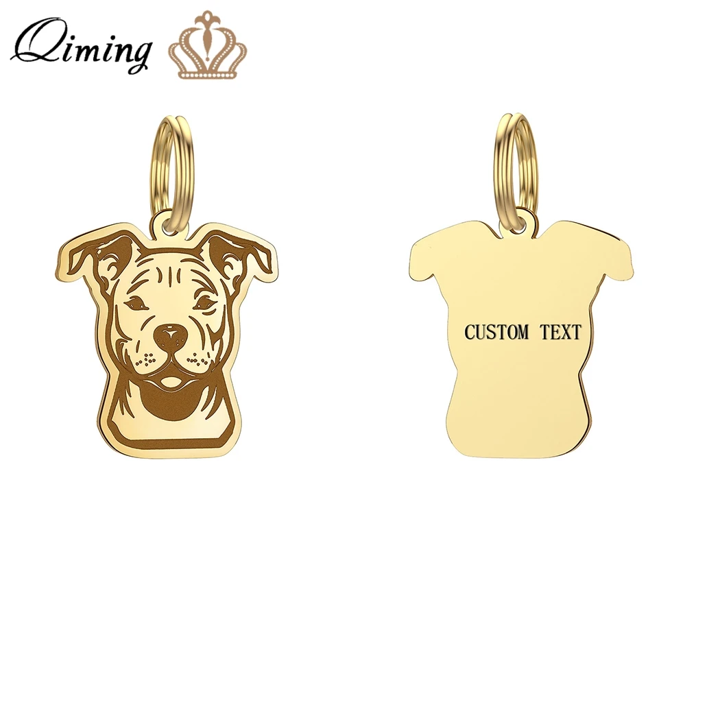 

Идентификационные бирки QIMING для щенков, именной ошейник с гравировкой питбуля, персонализированные брелоки для собак, аксессуары для питомцев