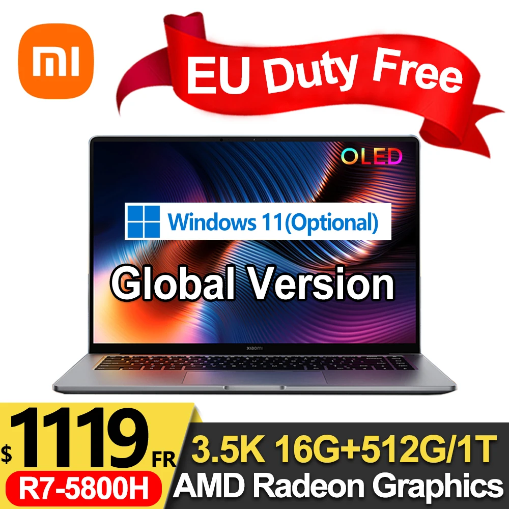 Ноутбук Xiaomi Laptop Pro 15 OLED Ryzen AMD R7-5800H/R5-5600H 3 5 K Super Retina Screen 6 дюймов 16G + 512G/1/2T ноутбук