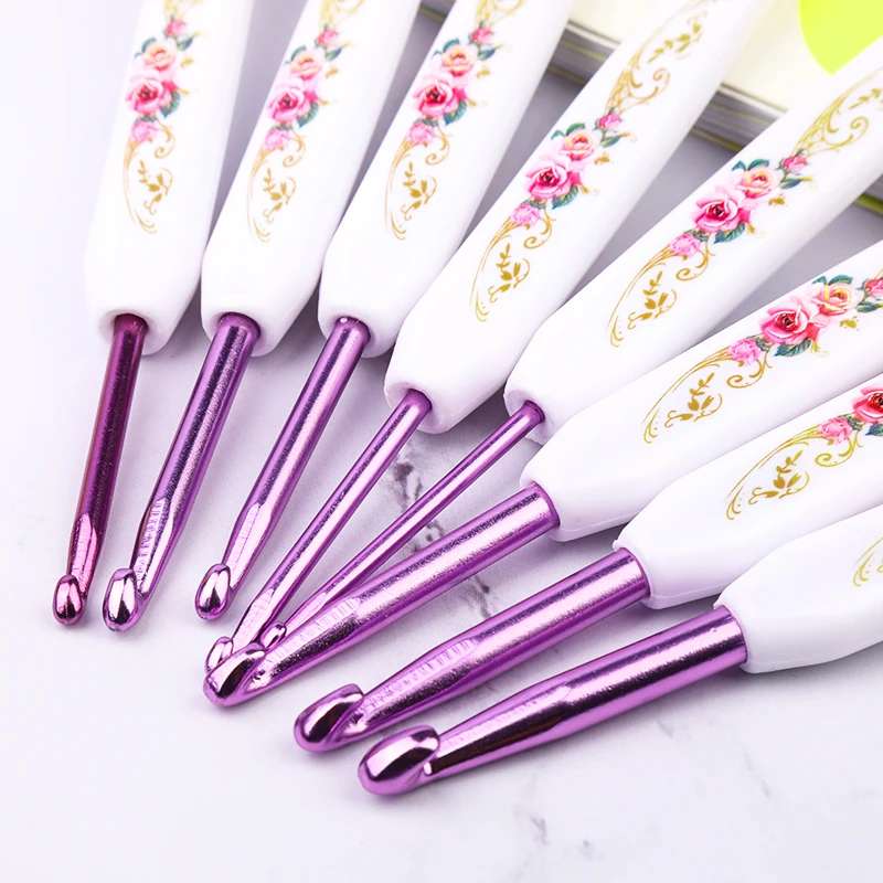 6pcs/Set Crochet Hook Knitting Needles colorful Plastic Handle