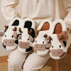 2024 Winter Warm Milk Cow Women Slippers Men Cute Soft Plush Sandals Adults Lovely Non-slip Flip Flops Couples Home Flat Slides 1