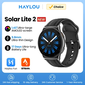 HAYLOU Solar Lite 2 Smartwatch Display AMOLED da 1,43 pollici Monitoraggio della salute 24 ore oltre 150 modalità sportive Chiamate vocali Smart Watch 1ATM