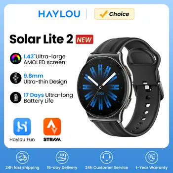 HAYLOU Solar Lite 2 Smartwatch 1.43'' AMOLED Display 24h Health Monitoring 150+ Sports Modes Voice Calling Smart Watch 1ATM