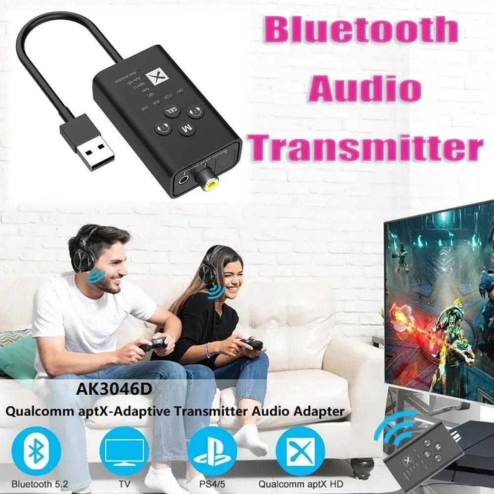 

Bluetooth 5,2 передатчик USB беспроводной аудио адаптер APTX HD LL низкая задержка адаптивный оптический Coaxical AUX для PS4 ноутбука ПК ТВ