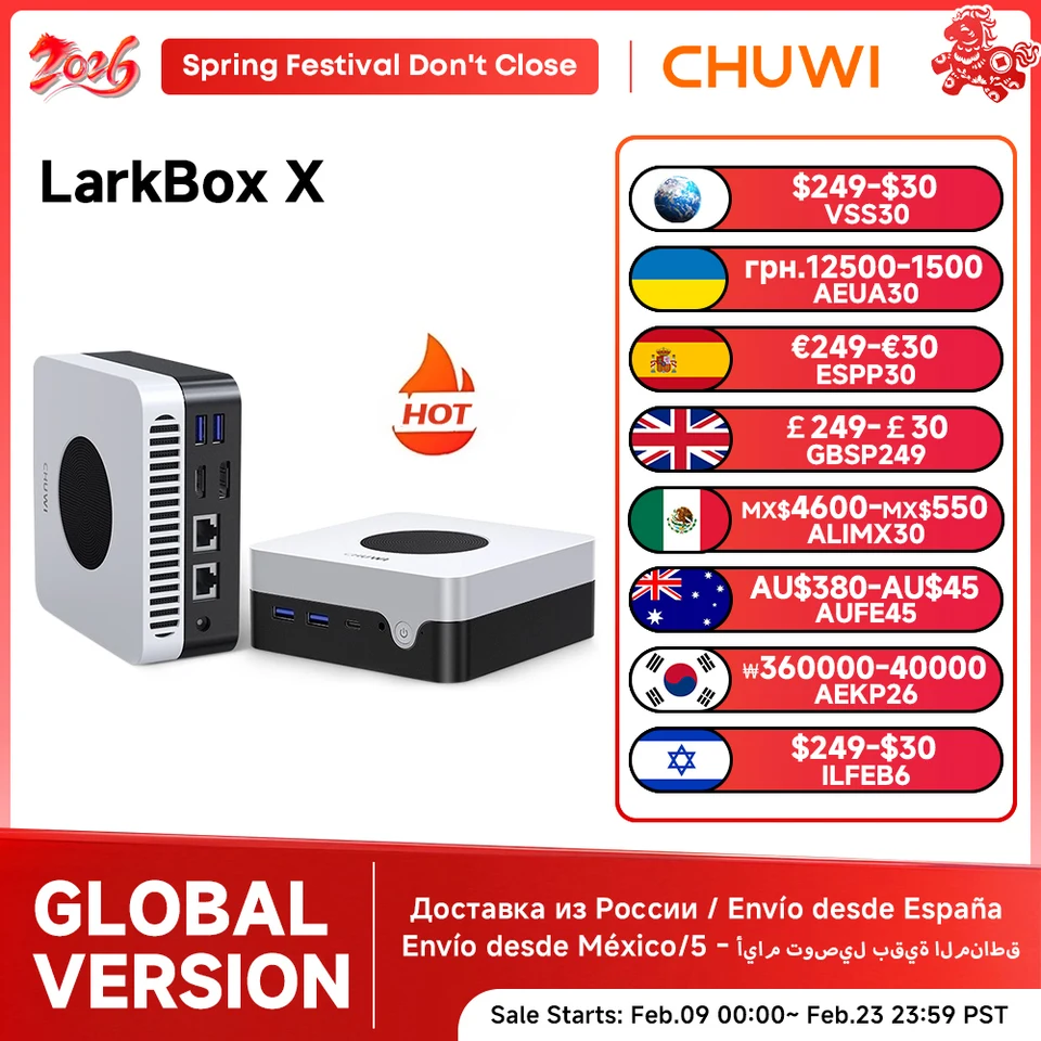 CHUWI LarkBox X Mini PC 8GB RAM 256GB SSD Intel i3-1220P UHD