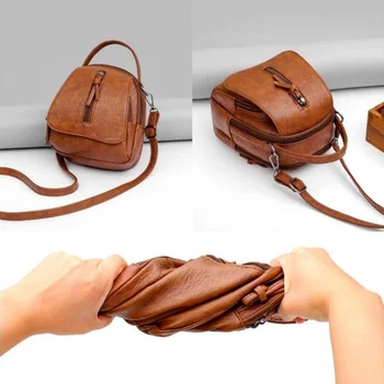 Multi-Functional Soft PU Leather Small Shoulder Bag for Women Vintage Crossbody Cash Purse Cell Phone Bag 2
