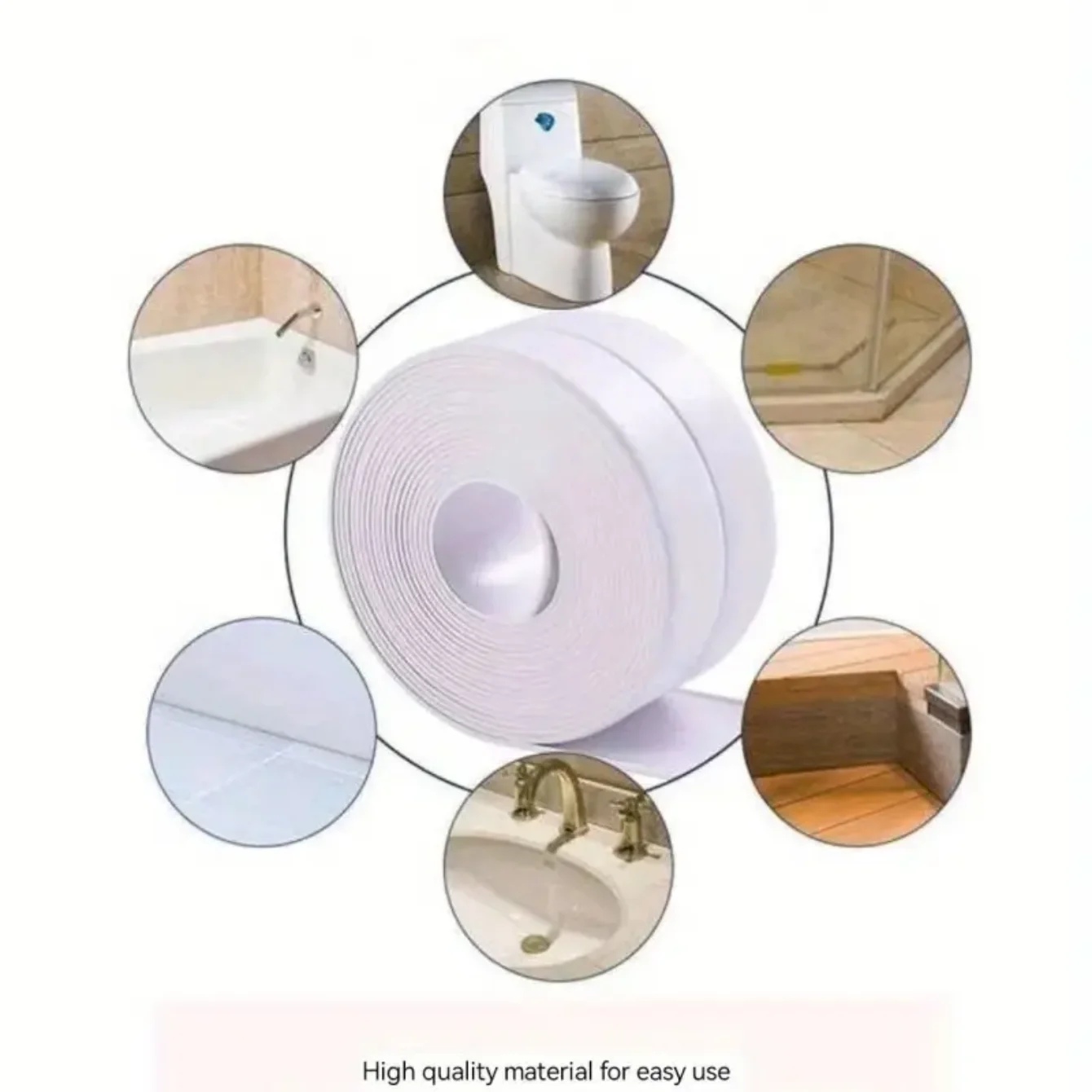 Description Picture 2 of item1 Roll of Waterproof White PVC Self-Adhesive Tape - Perfect for Bathroom, Sink & Kitchen - Super Strong Stickiness!