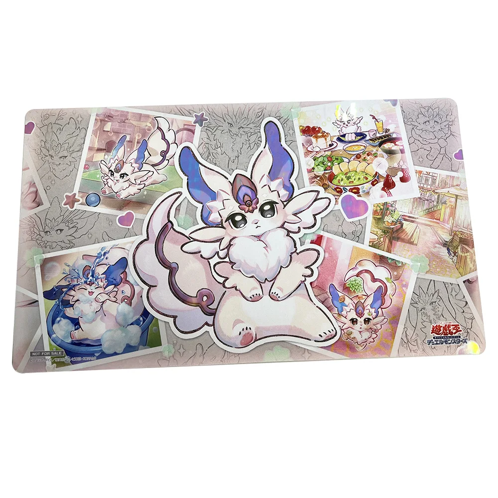 

YGO Cute Purrely Playmat Pure Fairy Keyboard Mat Foil Holographic Shinny Holo Playmat Yu-Gi-Oh Game Big Mouse Mat Storage Bag