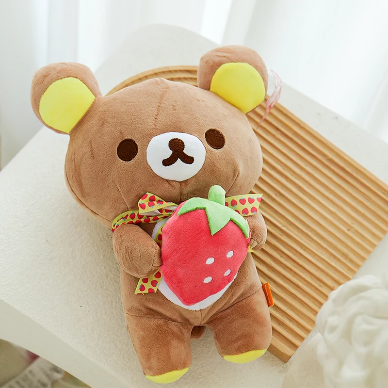 Anime Strawberry Rilakkuma Plush Doll Soft Rilakkuma Bear Toys Bear Stuffed Bear Plushies Cute Couple Bear Toy Kid Gift