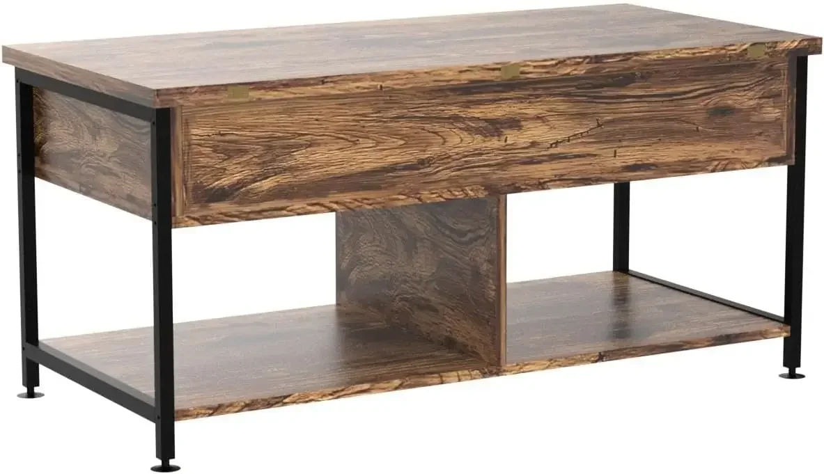 Lift Top Coffee Table,4 in 1 Multi-Function,Modern Lift Tabletop Dining Table for Living Room Reception/Home Office,Rustic Brown 6