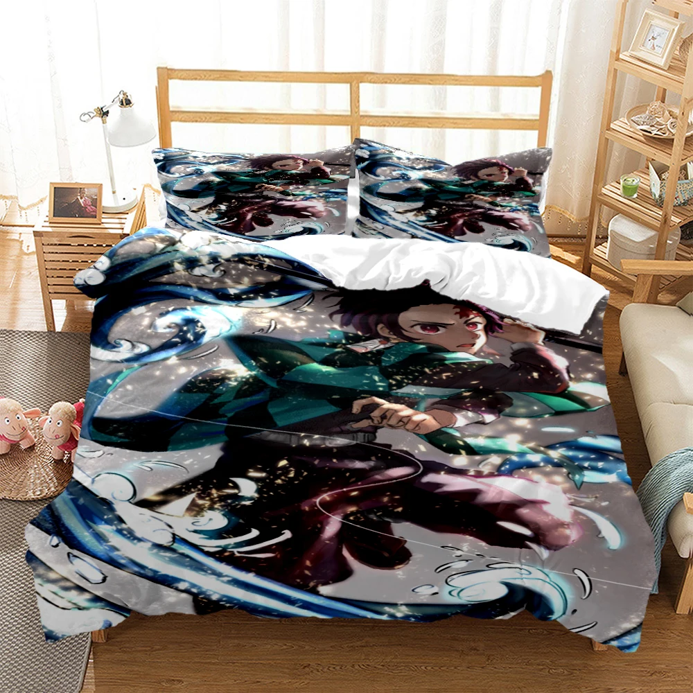 

Demon slayer Cover Digital Print Polyester Bedding Sets Child Kids Covers Boys Bed Linen Set for Teens king size bedding set