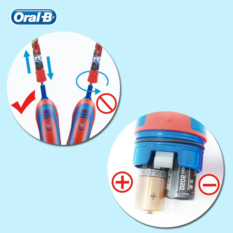 Oral-B Kid's Electric Toothbrush Battery Powered Rotation Tooth Brush Oral Dental Clean with 2 Minutes Timer For Children Age 3+ electric toothbrush
