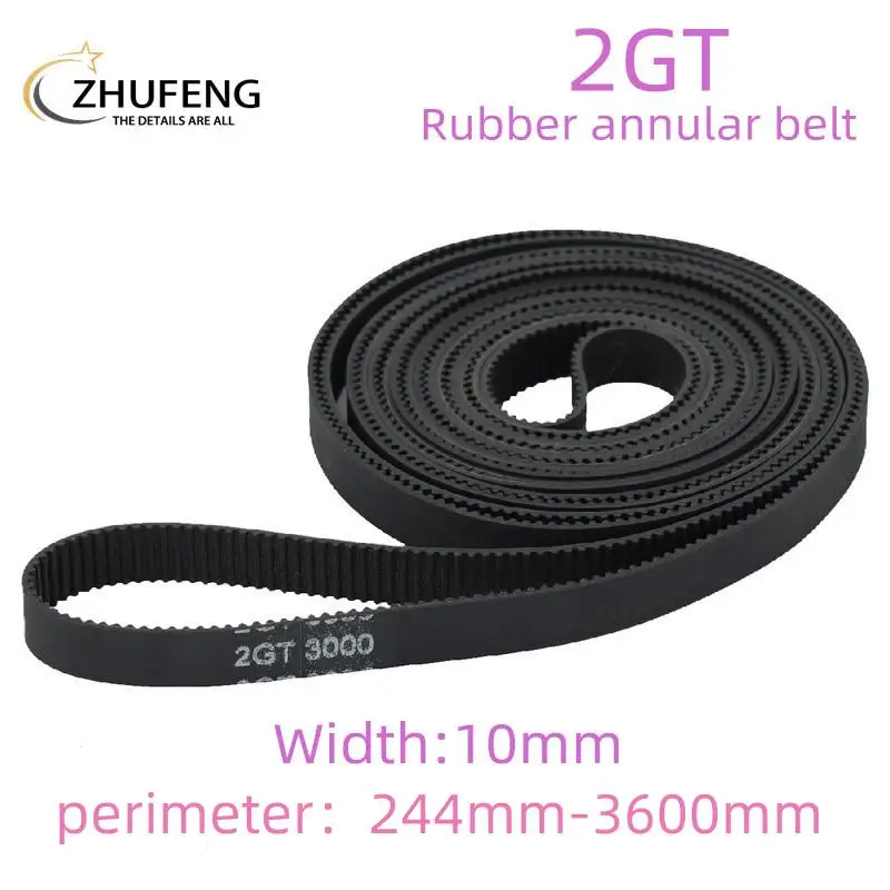 

3D Printer Accessories 2GT Rubber Annular Synchronous 2M Pitch Length Belt Bandwidth 10mm Perimeter 244mm-3600mm