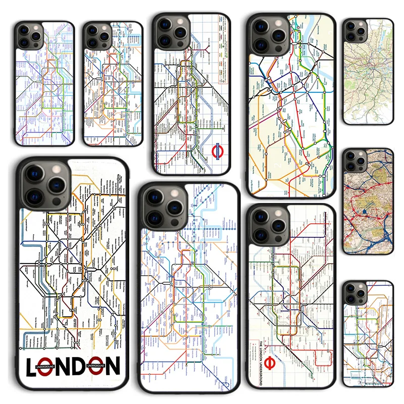 Autumu London Underground Tube Map Cover Per Telefono Per Iphone 15 12 Mini X Xs Xr 11 13 14 Pro Max Se 2020 Apple 6S 7 8 Plus