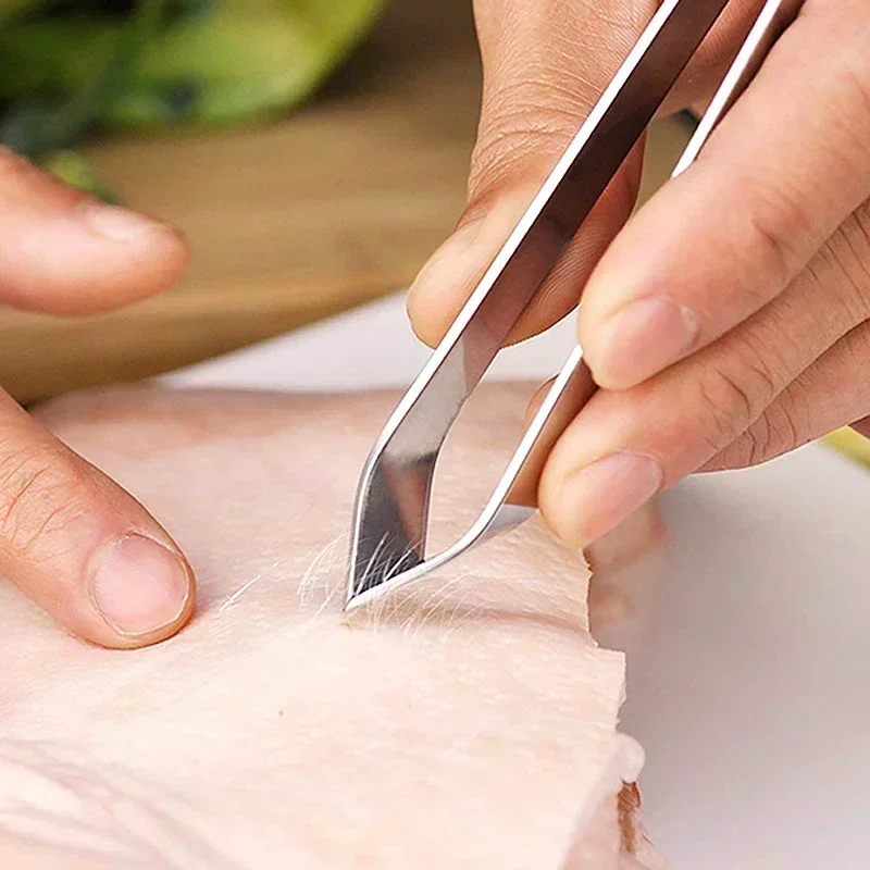 430 Stainless Steel Fish Bone Tweezers Pincer Clip Puller Remover Tongs Fish Bone Plucking Clamp Kitchen Gadgets Tools 1pcs fish bone tweezers kitchen tweezers