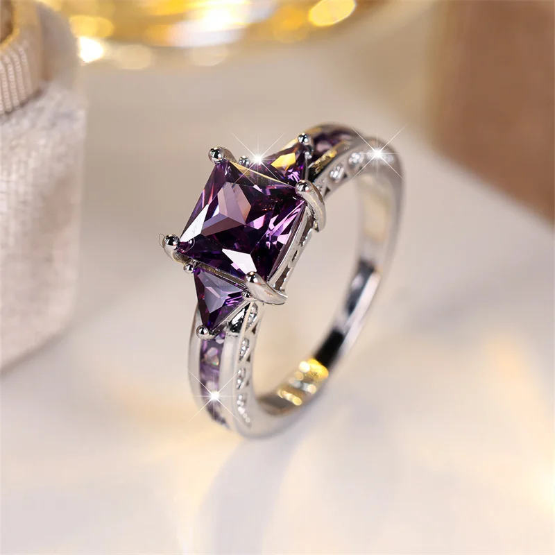 Elegant Crystal Pink Stone Ring in Silver - Luxury Women's Engagement Jewelry