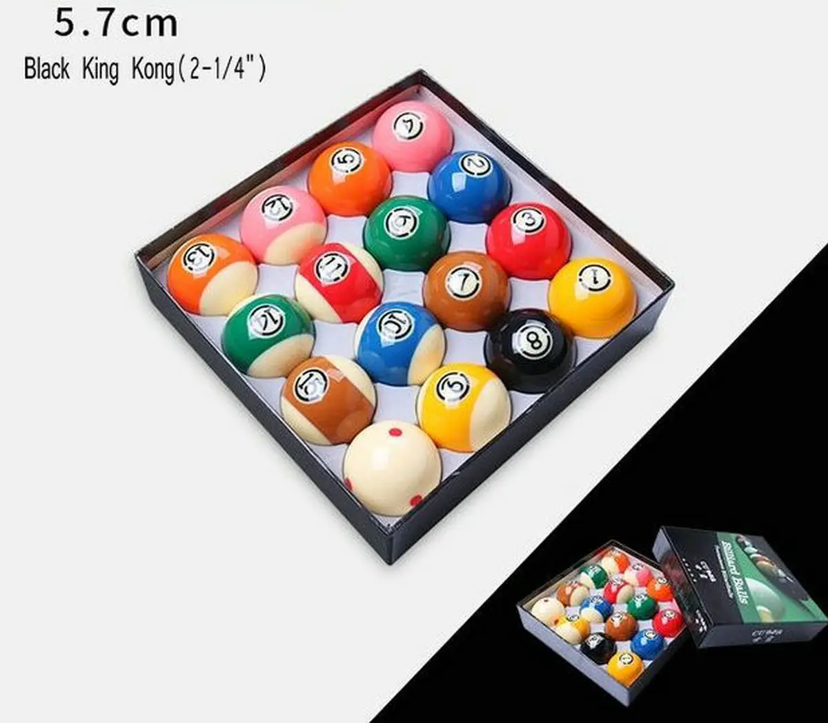 

CUPPA Tournament Black KingKong Tv-Pro Snooker Billiard Pool Ball 2-1/4" Set