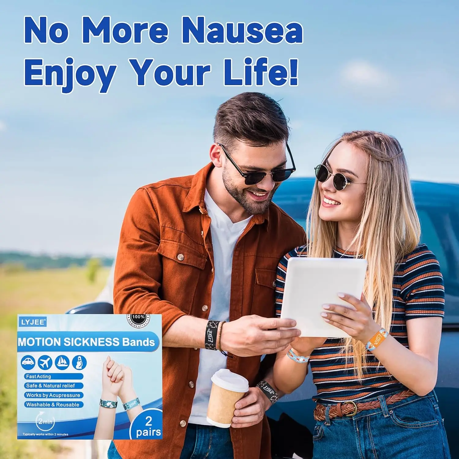 Anti Motion Sickness Wristband LYJEE Motion Sickness Bands Acupressure Nausea Wristband for Nausea Sea Sickness Natural Relief of Morning Sickness