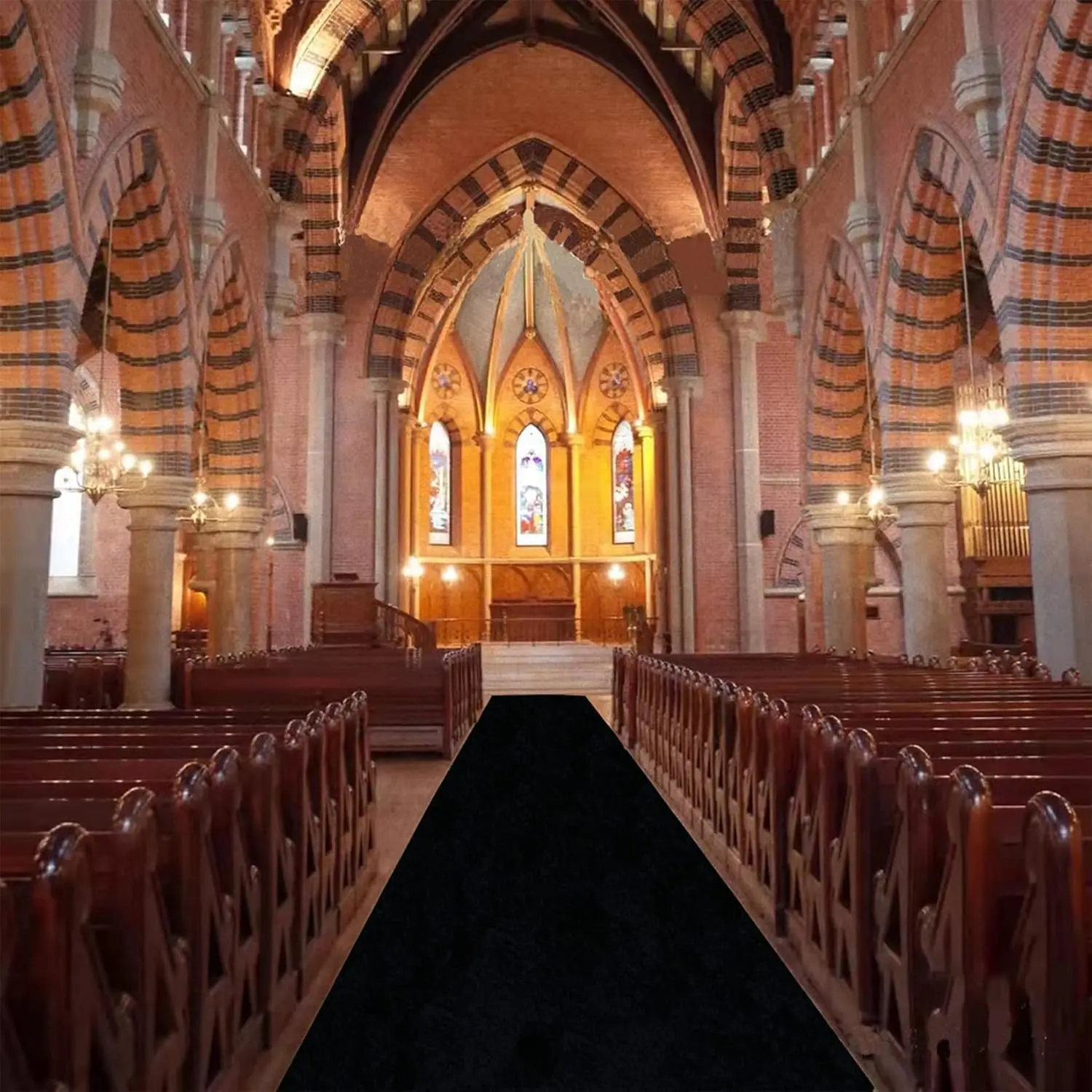 Anti Slip Black Aisle Carpet, Wedding Ceremony, Banquet Party Decoration, Indoor and Outdoor, Church Worship Black Carpet,
