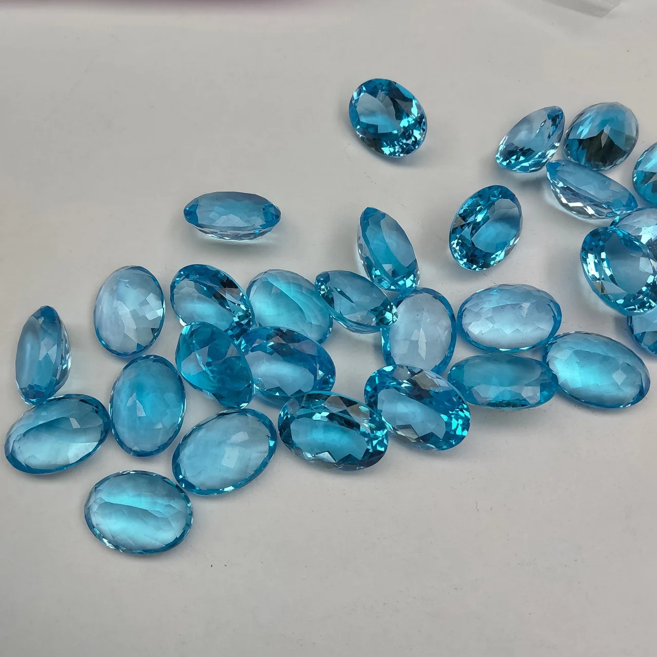 Natural Stone Oval Cut 7X5mm 1.05Ct Faceted Loose Gemstone Sky Blue Topaz Diamond For Ring Earring Jewelry Making Accessories loose gemstones