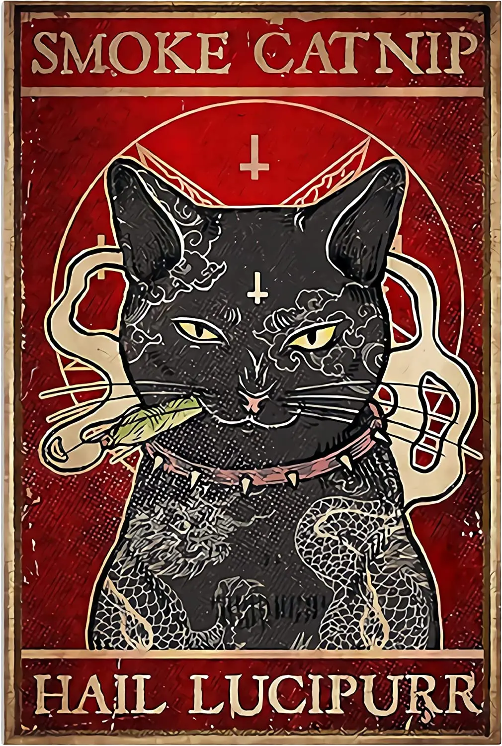 

Vintage Tin Sign Smoke Catnip Poster Home Wall Art Decoration Retro Metal Tin Sign 8x12 inch