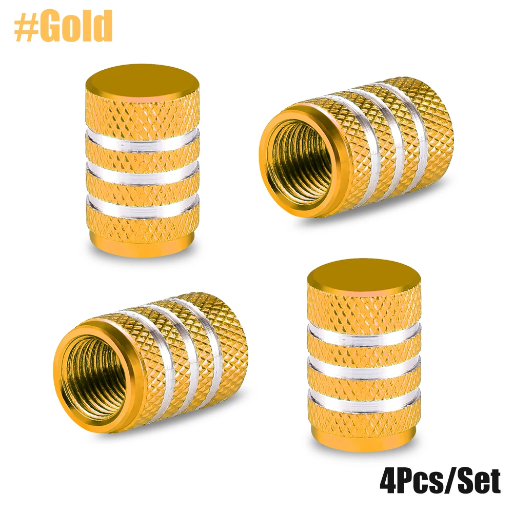 Universal Aluminum Tire Valve Caps - Set of 4, Dustproof for Cars, Motorcycles, and Bicycles