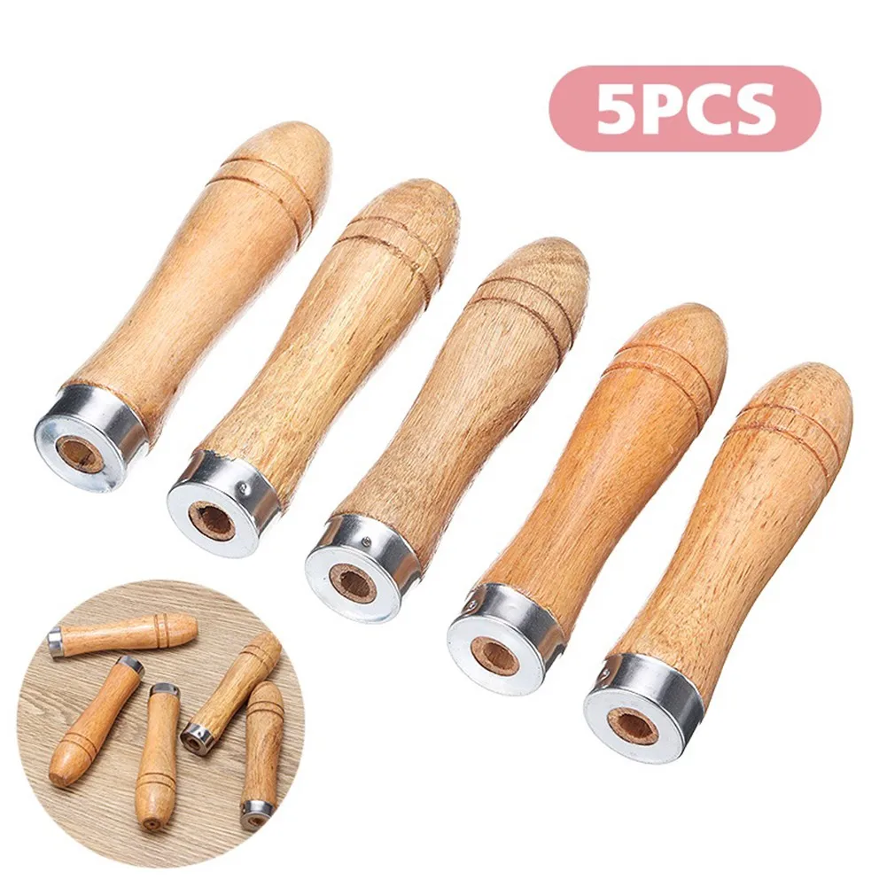 

5pc Wooden File Handle Replacements Strong Metal Collar For File Crafts Tool 9cm Metal File Wood Rasp Screwdriver Handle Tool