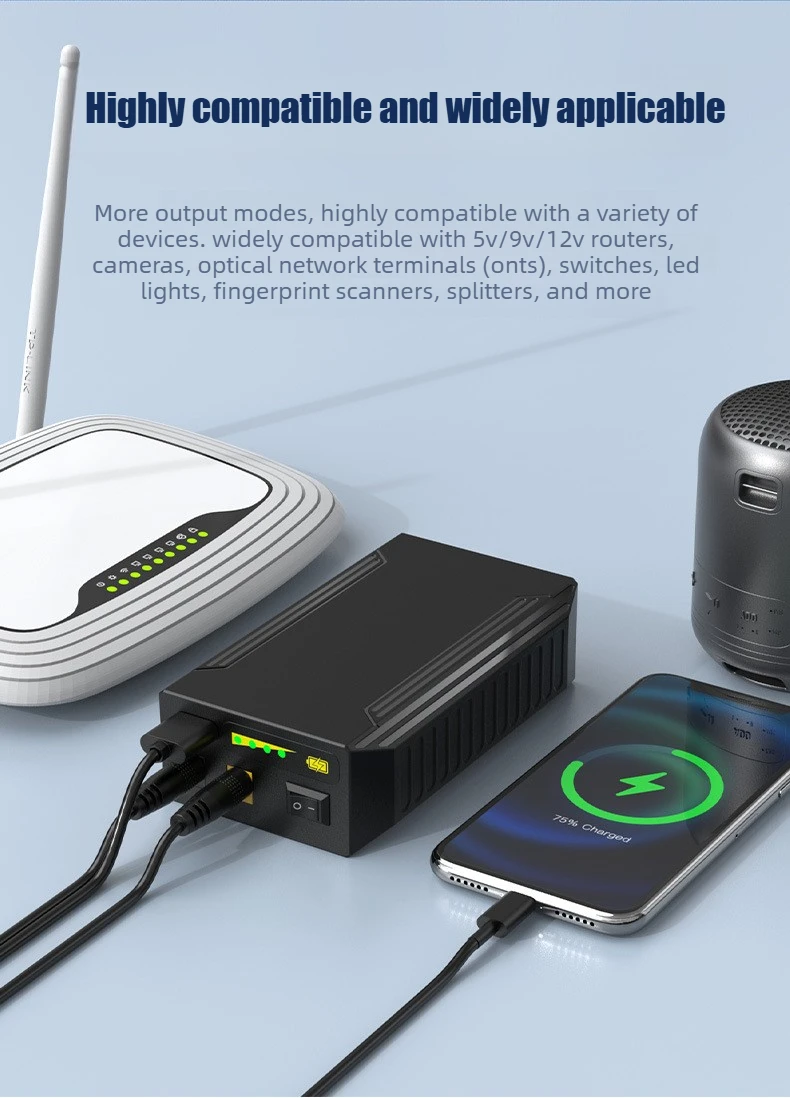 12V 9V 5V Portable Power Bank 18650 Battery Pack Compact Size Large Capacity, Re
