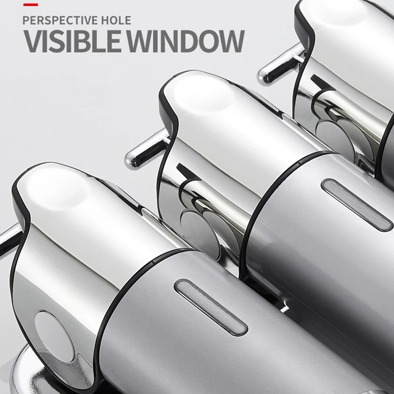 Stainless Steel Soap Dispenser Simple Clean Wall-Mounted Manual Pressing Shower Gel Hotel Bathroom Single Double Tube Soap Box 4