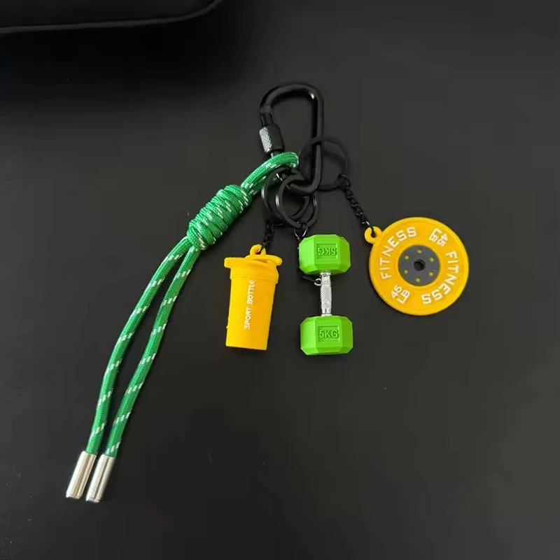 Farbkontrastender Hantel-Schlüsselanhänger, Fitness-Taschen-Anhänger für Paare, trendige Geschenke, D-förmige Schnalle, Schlüsselanhänger-Charms – Detail 12