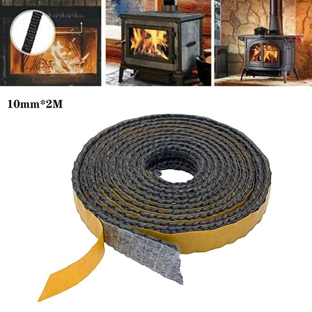 Black Flat Stove Rope Self Adhesive Fiberglass Seal Stove Fire Rope  Fireplace Door Sealing Cord Replacement Stove Rope 2x10mm - AliExpress