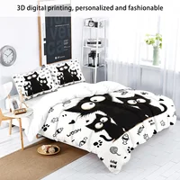 3pc Black Cat Printed Bedding Set with Coreless, Soft and Comfortable Multi Size Machine Washable 1 Duvet Cover+2 Pillowcases 6