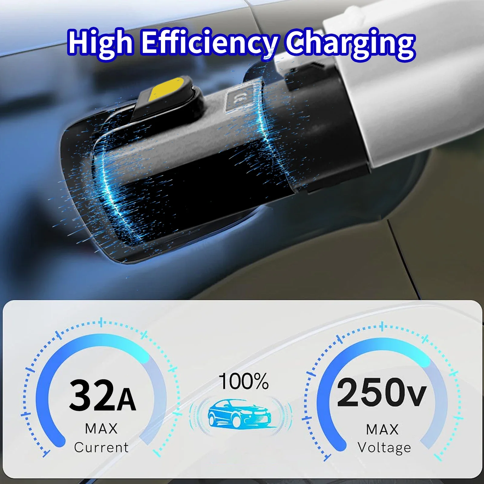 Anti-Theft 32A 220V AC 7.4KW EV Adapter Type 1 to GBT Plug Adapter For Chinese Electric Car With Lock