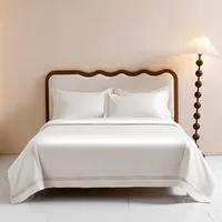 1000TC Egyptian Cotton White Duvet Cover Set with Silver Embroidery Border(1Duvet Cover+2Pillow Shams)Soft Breathable 1