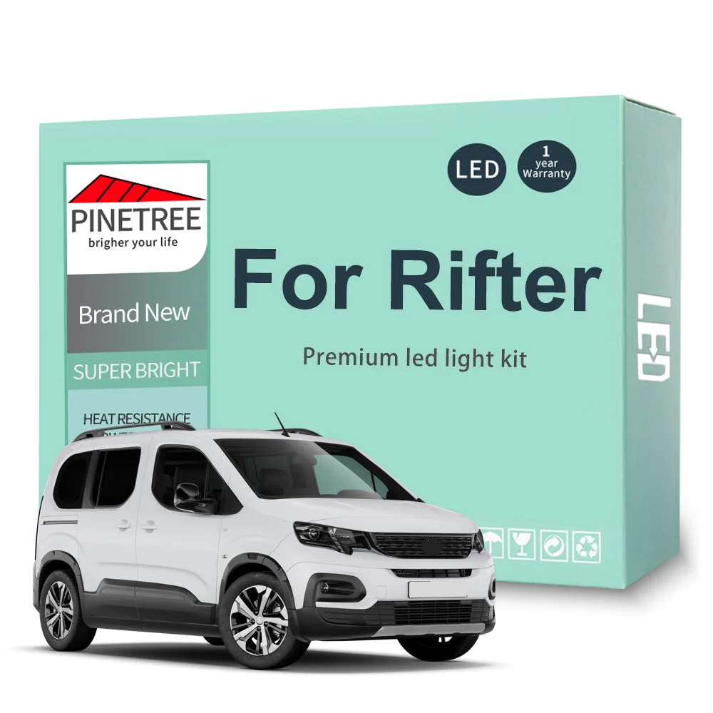 

11Pc Car LED Interior Light For Peugeot Rifter 2018 2019 2020 2021 2022 2023 LED Dome Map Trunk License Plate Light Canbus