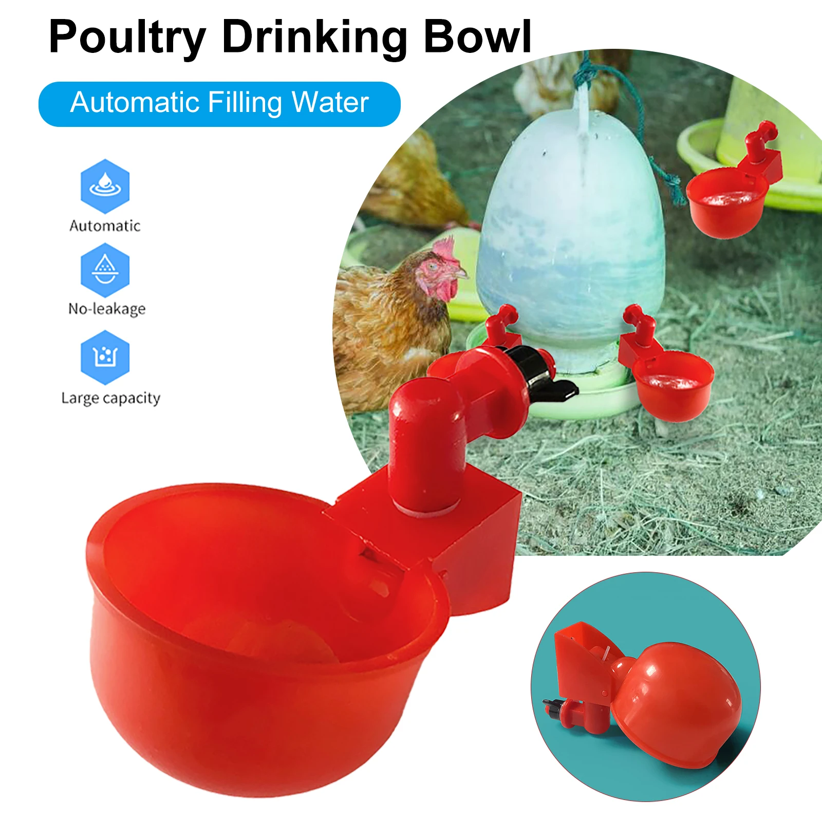 36-1PCS Chicken Drinking Cup Automatic Drinker Chicken Feeder Poultry Waterer Drinking Water Feeder for Chicks Duck Goose Quail