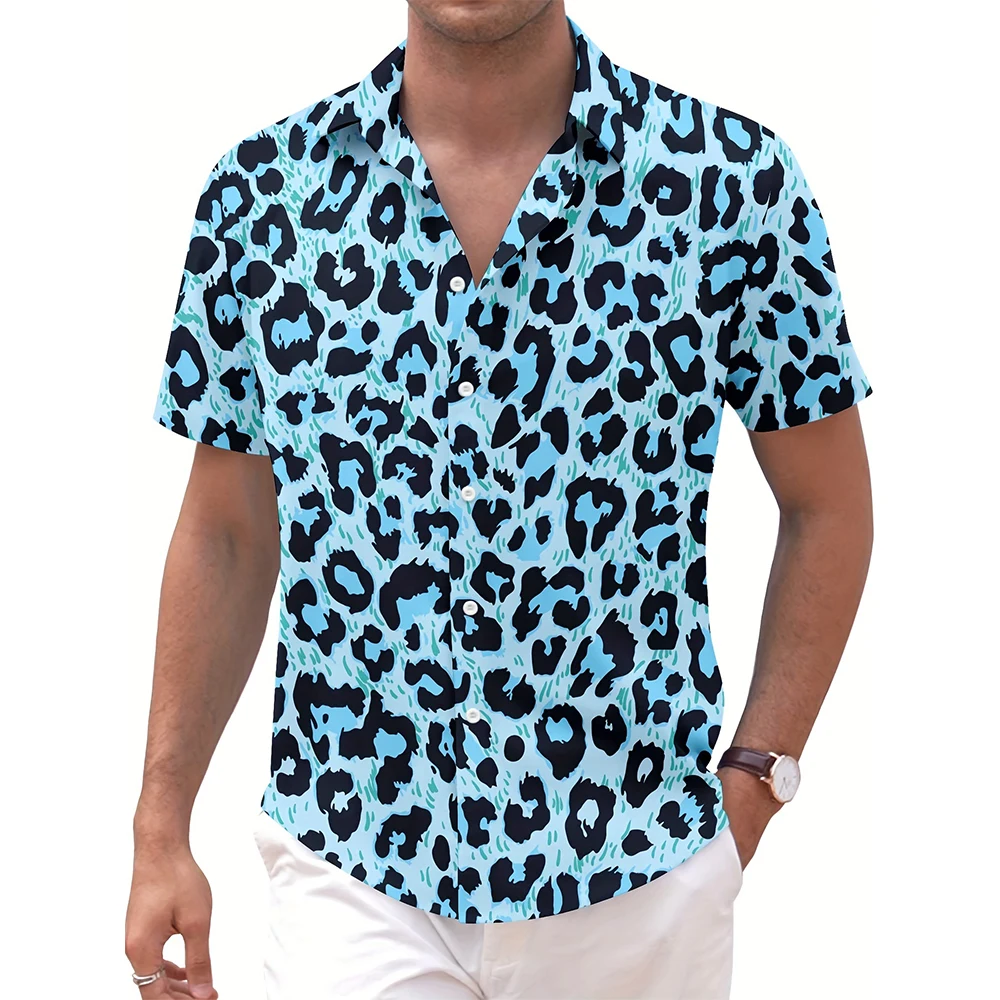 Leopard 3D Print Hawaiian Beach Shirts Men Women Casual Fashion Streetwear Oversized Short Sleeve Shirt Tops Blouse Man Clothing 4