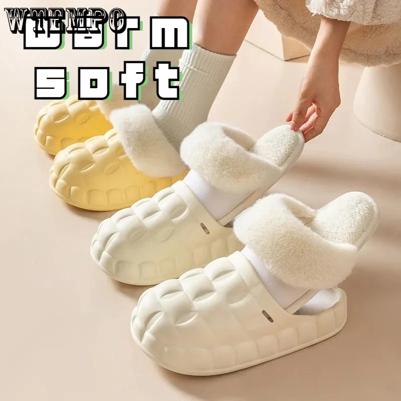 

Водонепроницаемая обувь WTEMPO на платформе для мужчин и женщин, домашняя обувь, толстая подошва, съемная стелька, теплые зимние тапочки для пар