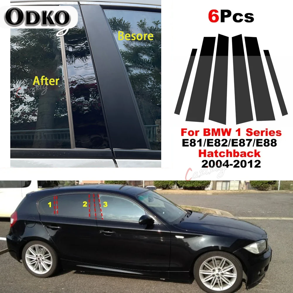 Car Door Moulding Trim Car Window Trim Car Window Trim Stickers Window Door Cover Trim Car Stickers Car Window Stickers 6Pcs Car Door Window Pillar Posts Trim Molding Cover for BMW 1 Series E81/E82/E87/E88 Hatchback 2004-2012