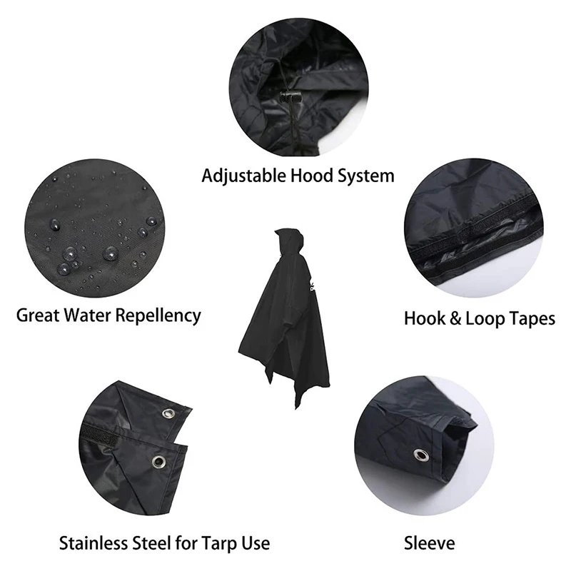 Raincoat 3 In 1 Outdoor Portable Reusable Waterproof Lightweight Raincoat Men Women Adjustable Hood and Arms for Hiking Hunting Climb