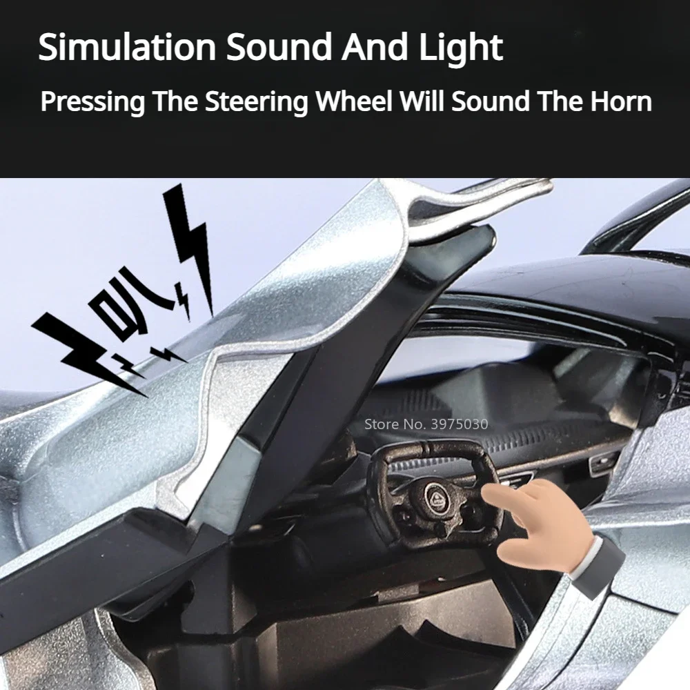 1:24 Lotus Evija Sports Car Model Toy Alloy Diecast Vehicles Doors Opened with Pull Back Sound Light Toys Christmas Gift for Boy 6