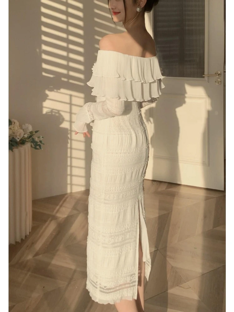 ワンピース OFF-WHITE MIDI DRESS WITH RUFFLES 52391b_white-3_1200x1200.jpg?v