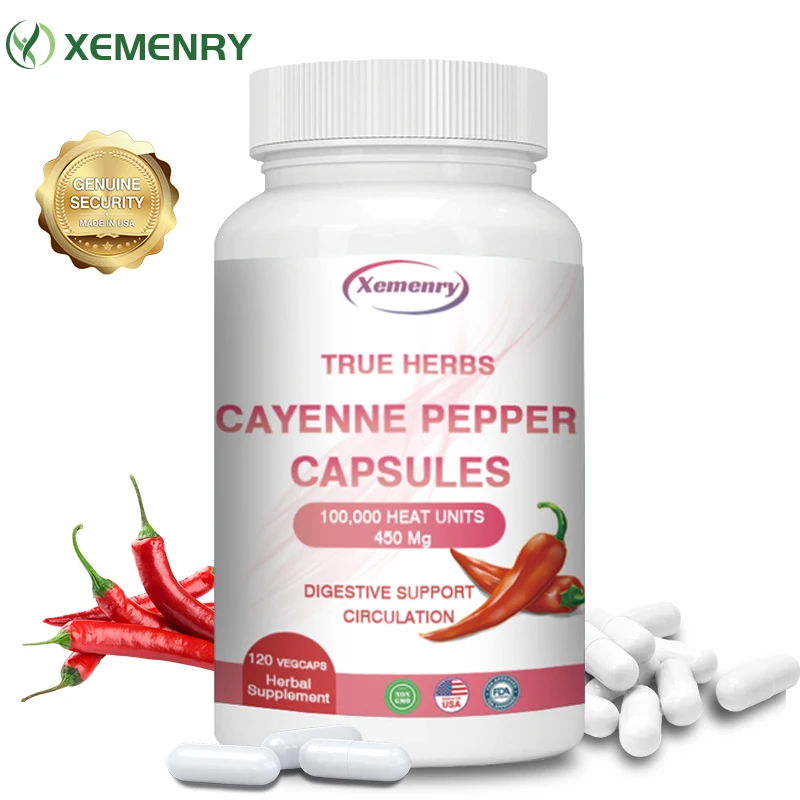 XEMENRY Organic Cayenne Pepper Extract Capsules 100,000 Calories 750 mg