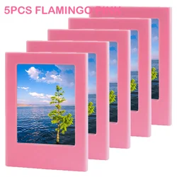 Magnetic Photo Frame Set: 5-Pack of 3-Inch Refrigerator Picture Holders (5 Flamingo Pink)