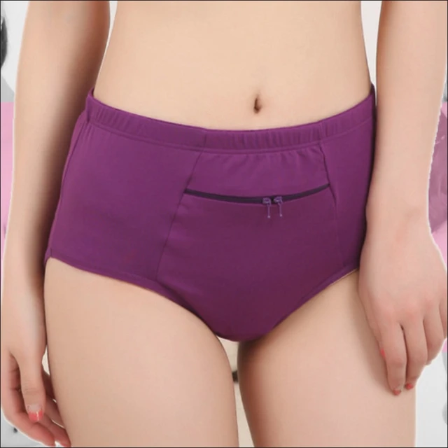 Women Underwear Zipper Pockets  Underwear Women Fat Cotton